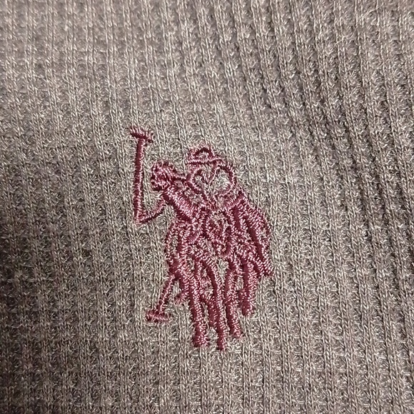 Polo mens sleepwear medium in grey waffle knit top long sleeve  comfy - Picture 2 of 5